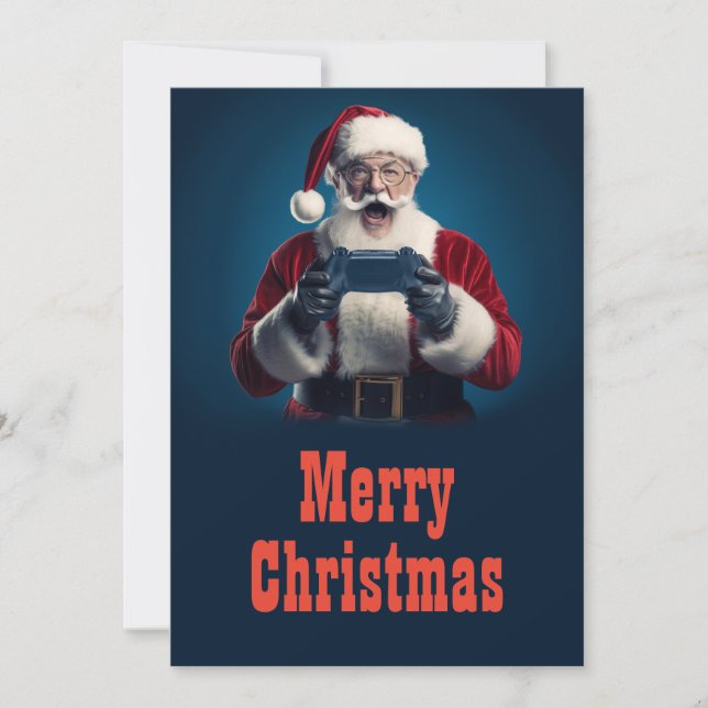 Santa Claus Christmas Gamer Holiday Card (Front)