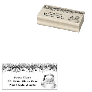 Santa Claus Christmas Garland North Pole  Rubber Stamp