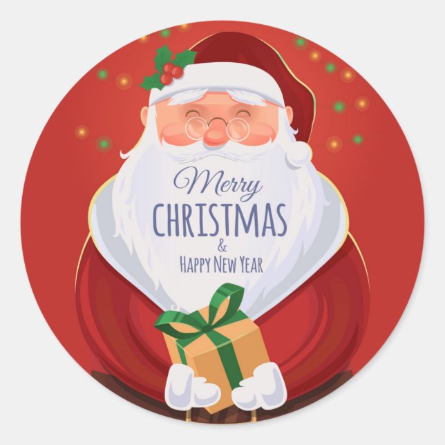 Santa Claus Christmas Gift Sticker (Front)