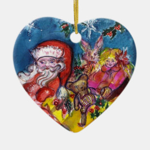 SANTA CLAUS,CHRISTMAS GIFTS Blue Sapphire Heart Ceramic Tree Decoration