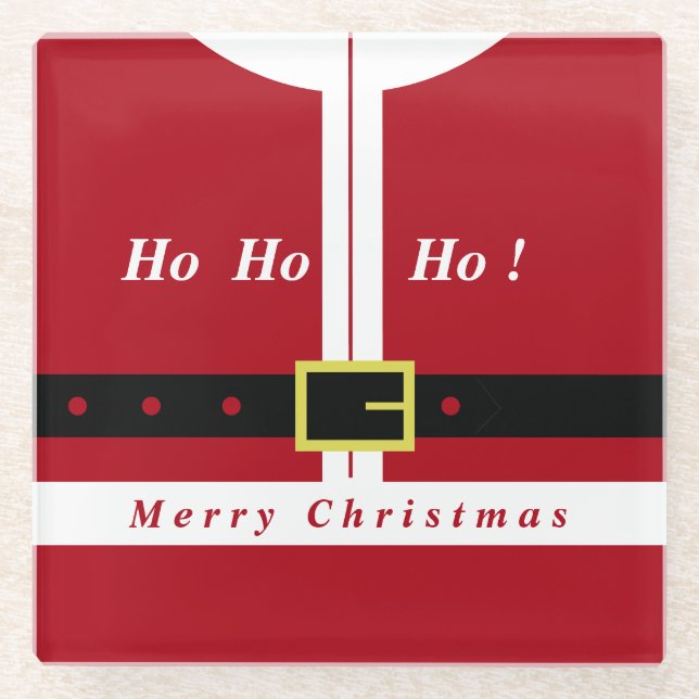 Santa Claus Christmas Glass Coaster (Front)