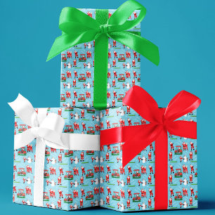 Santa Claus Christmas Golf Fun Wrapping Paper Sheet