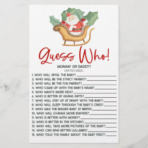 Santa Claus Christmas Guess Who! Baby Shower Game Stationery