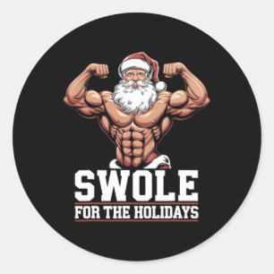 Santa Claus Christmas Gym Workout Swole For The Ho Classic Round Sticker