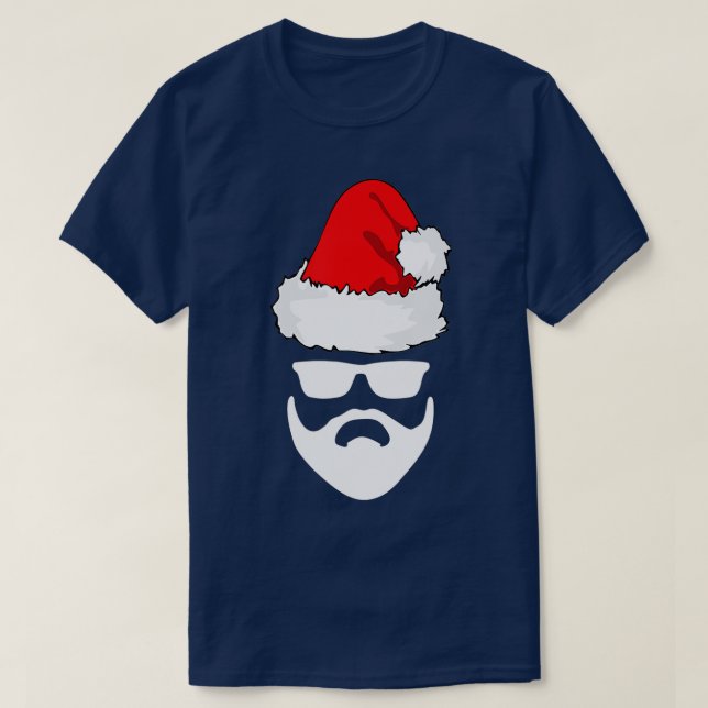 Santa Claus Christmas Hat Beard Sunglasses Christm T-Shirt (Design Front)