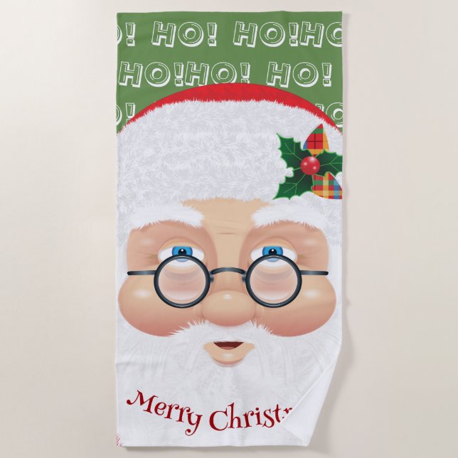Santa Claus Christmas Holiday Beach Towel (Front)