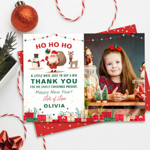 Santa Claus Christmas Holiday Party Photo Thank You Card