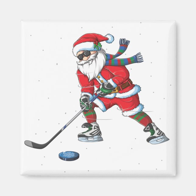 Santa claus christmas ice hockey gifts kids boys.p magnet (Front)
