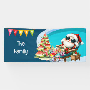 Santa Claus Christmas in July Pool Party Banner 