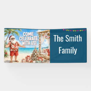 Santa Claus Christmas in July Pool Party Banner