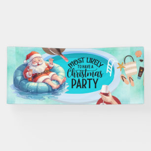 Santa Claus Christmas in July Pool Party Banner