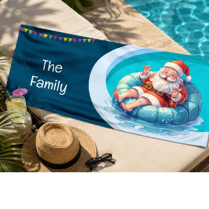 Santa Claus Christmas in July Pool Party Banner 