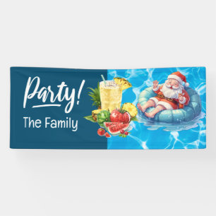 Santa Claus Christmas in July Pool Party Banner