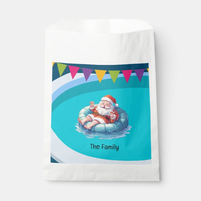 Santa Claus Christmas in July Pool Party  Favour Bags (Front)