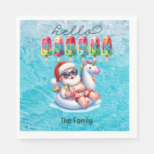 Santa Claus Christmas in July Pool Party  Napkin