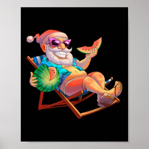 Santa Claus Christmas In July Summer Vacation Beac Poster