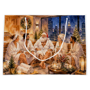 Santa Claus Christmas in Spa for Spa Lovers Large Gift Bag