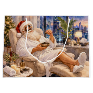 Santa Claus Christmas in Spa for Spa Lovers Large Gift Bag