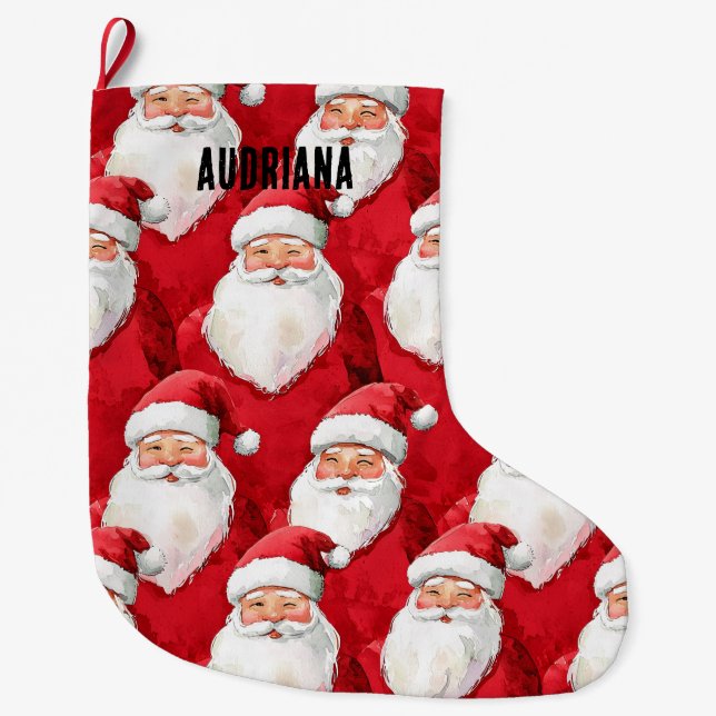 Santa Claus Christmas Large Christmas Stocking (Front)