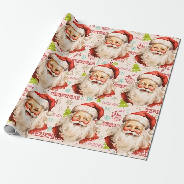 Santa Claus Christmas Large Scale Wrapping Paper (Unrolled)