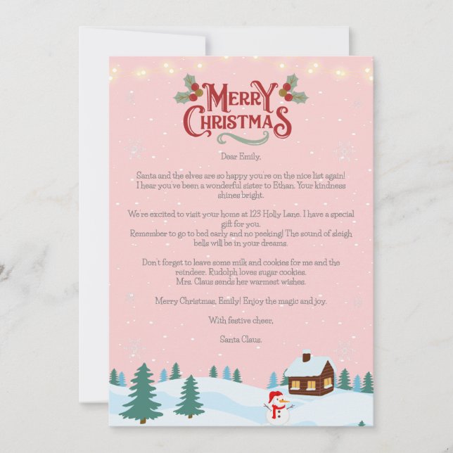 Santa Claus Christmas Letter Card (Front)