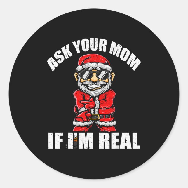 Santa Claus Christmas Naughty Shirt Adult Santa Cl Classic Round Sticker (Front)