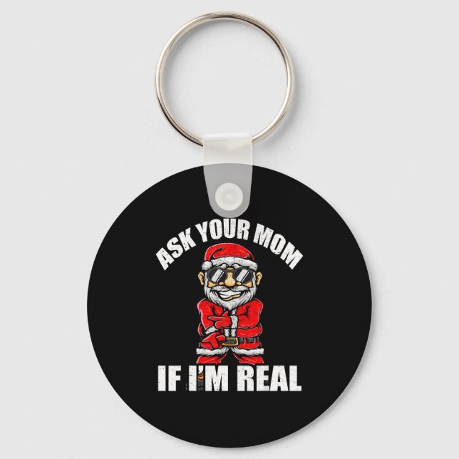 Santa Claus Christmas Naughty Shirt Adult Santa Cl Key Ring (Front)