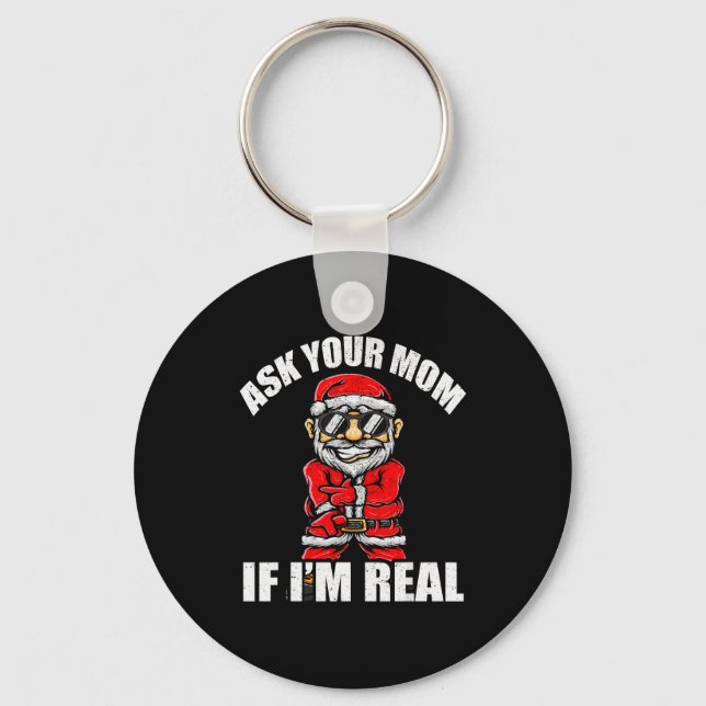 Santa Claus Christmas Naughty Shirt Adult Santa Cl Key Ring (Front)