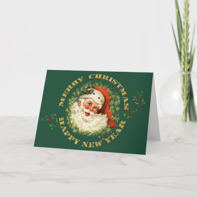 Santa Claus Christmas New Year Holiday Card (Front)