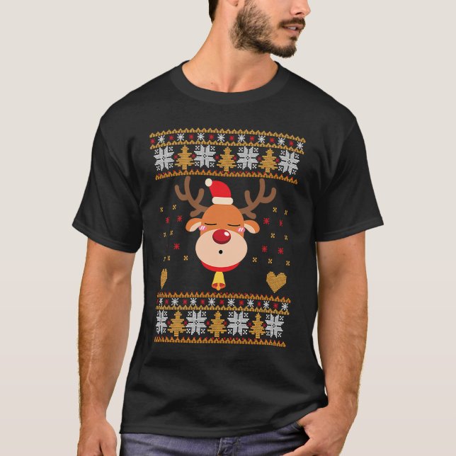 Santa Claus & Christmas Outfit  Rudolf Reindeer Mo T-Shirt (Front)