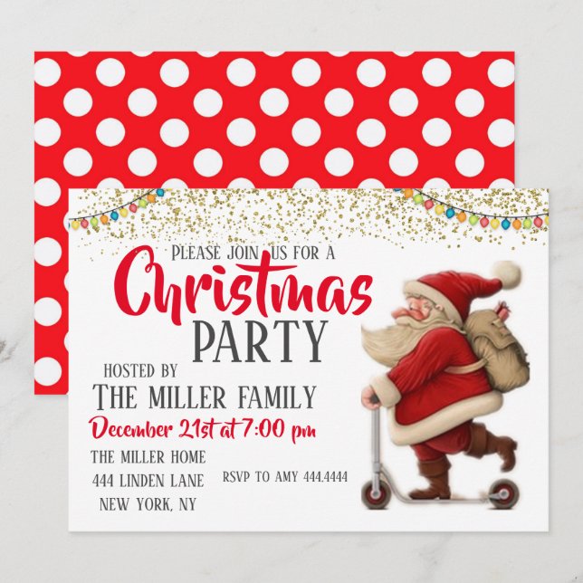 Santa Claus Christmas Party Invitation (Front/Back)