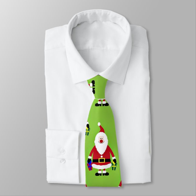 Santa Claus Christmas Pattern Tie (Tied)