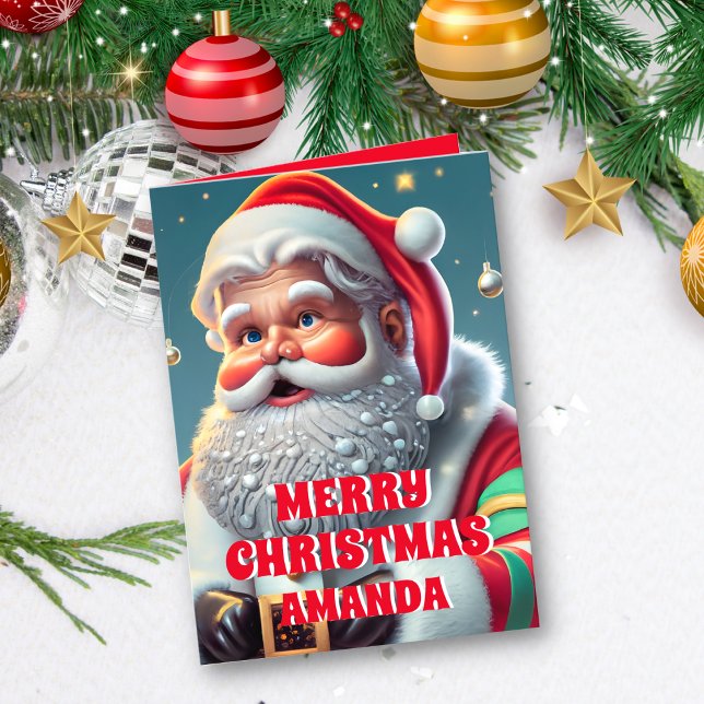 Santa Claus Christmas Personalised Kids Holiday Card (Creator Uploaded)