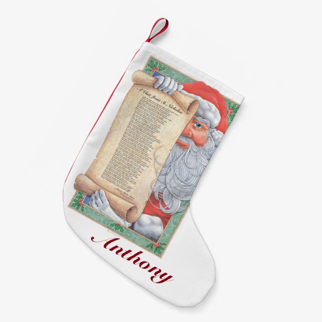 Santa Claus Christmas (Personalizable) Small Christmas Stocking (Front (Hanging))
