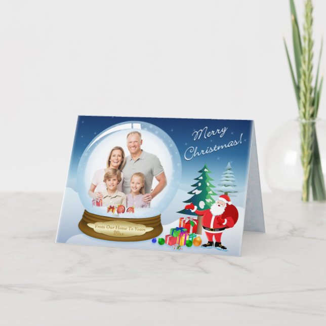 Santa Claus Christmas PHOTO Snow Globe Card (Front)