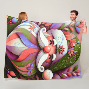 Santa Claus Christmas Pink Purple Green Fleece Blanket