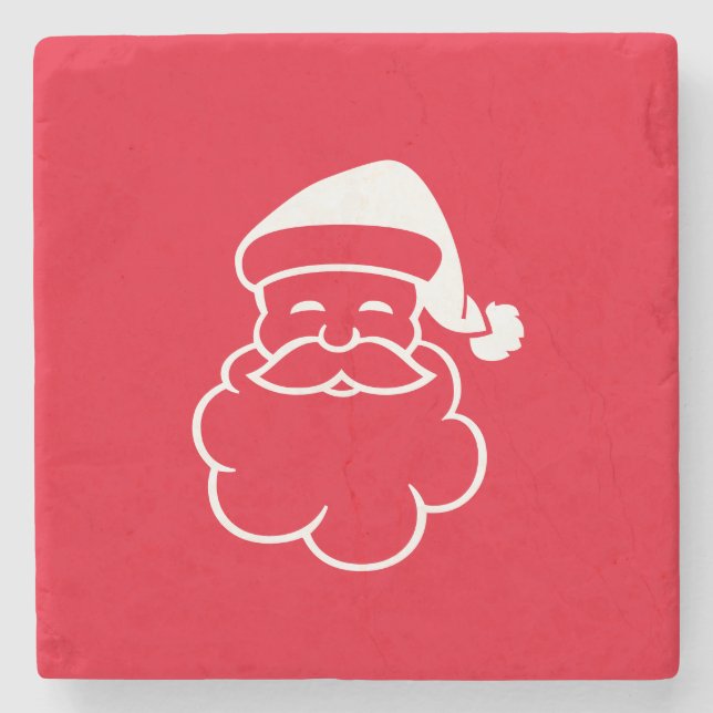 Santa Claus Christmas Red White Holidays 4Ann Stone Coaster (Front)