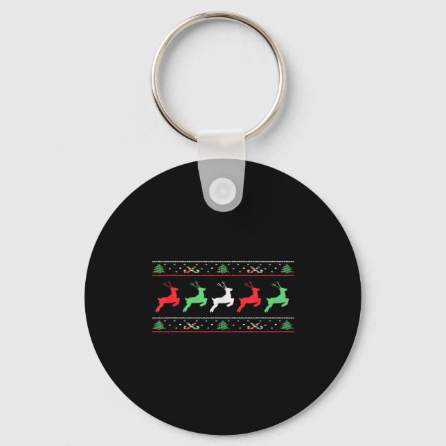 Santa Claus Christmas Reindeer Horn Xmas Christmas Key Ring (Front)