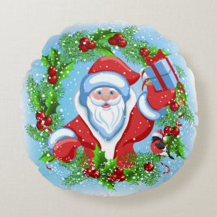 Santa Claus Christmas Round Pillow