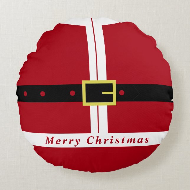 Santa Claus Christmas Round Pillow (Front)