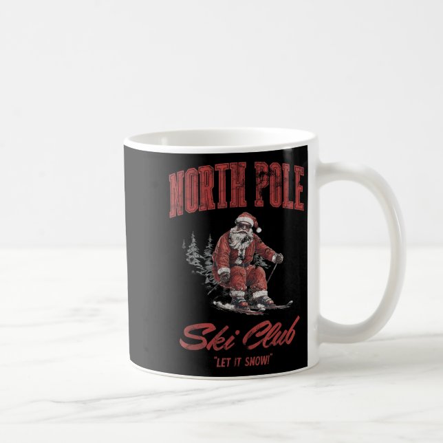 Santa Claus Christmas Snow Skiing At The North Le  Coffee Mug (Right)