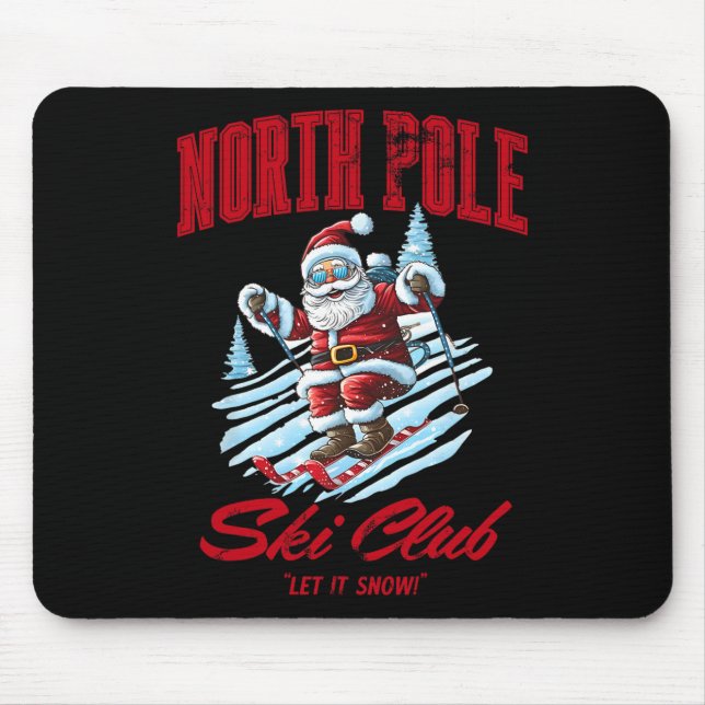 Santa Claus Christmas Snow Skiing At The North Pol Mouse Mat (Front)