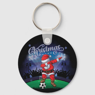 Santa Claus Christmas Soccer Key Ring