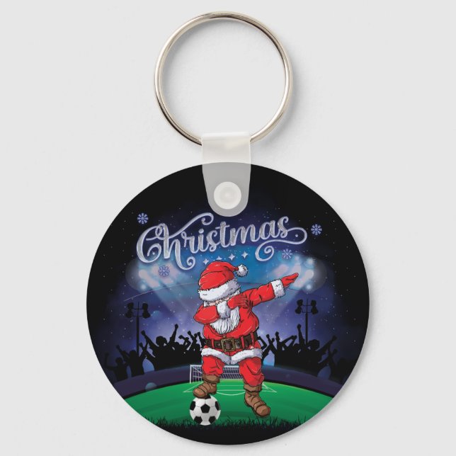  Santa Claus Christmas Soccer Key Ring (Front)