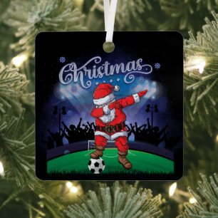 Santa Claus Christmas Soccer Metal Tree Decoration
