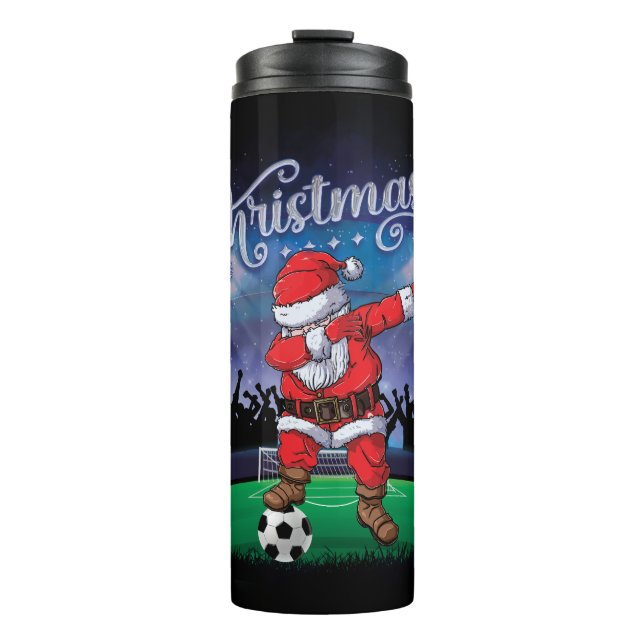  Santa Claus Christmas Soccer  Thermal Tumbler (Front)