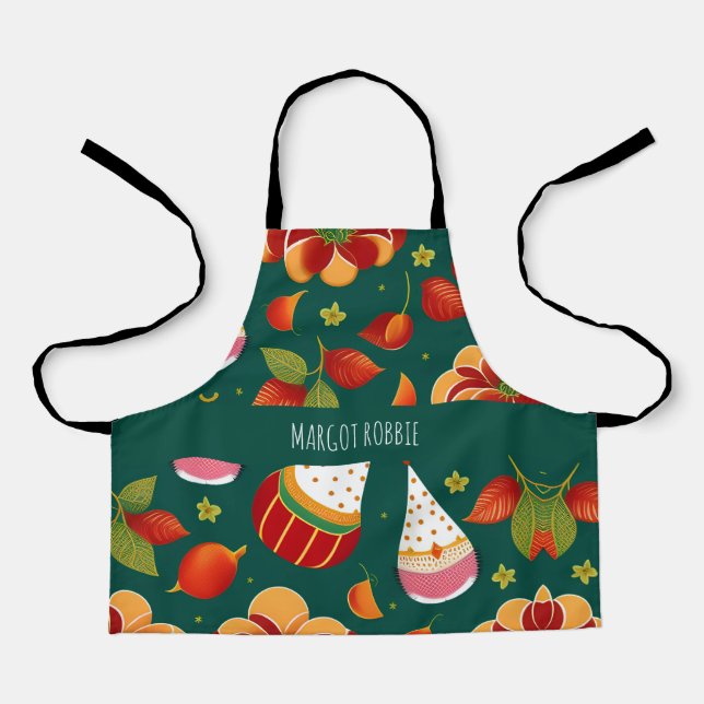 Santa Claus Christmas Toys Retro Pattern Apron (Front)