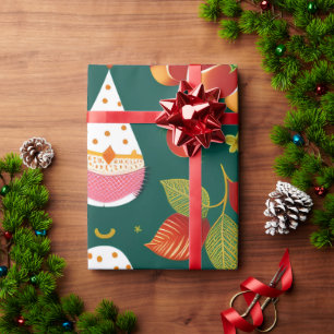 Santa Claus Christmas Toys Retro Pattern Wrapping Paper