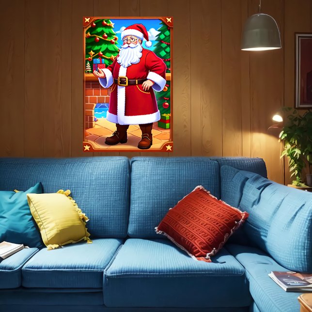 Santa Claus, Christmas tree and gifts | AI Art Poster (Creator Uploaded)