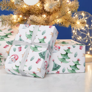 Santa Claus Christmas Tree Christmas Holiday Wrapping Paper